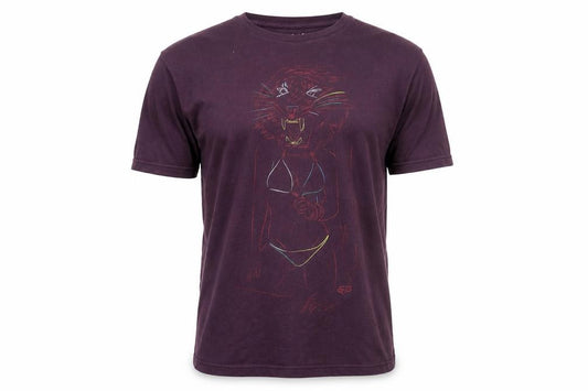 Front view of Fox Men's Purple Slim Fit Graphic Animal T-Shirt, size M