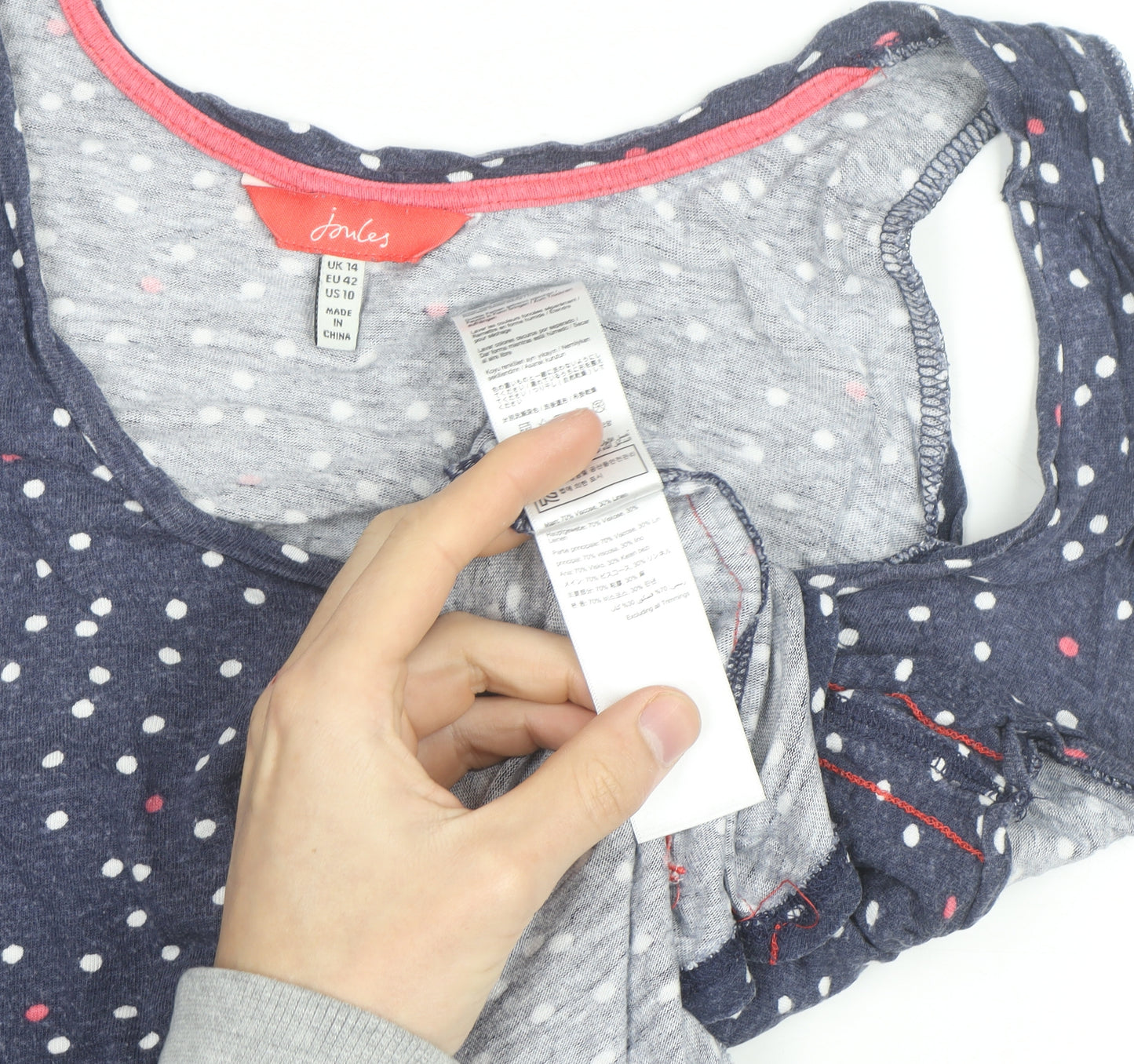 Joules Women's Blue Polka Dot Cotton Sleeveless Tank Top Size 14