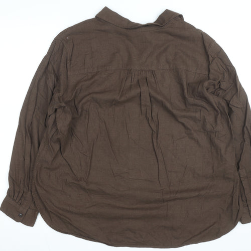 Uniqlo Men's Brown XL Button-Up Long Sleeve Cotton Blend Shirt