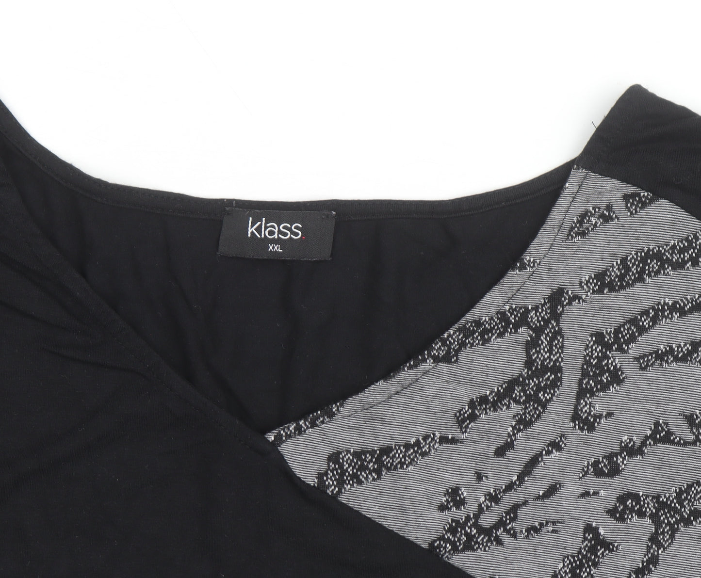 Klass Womens Black Animal Print Tunic Blouse 2XL Relaxed 3/4 Sleeve