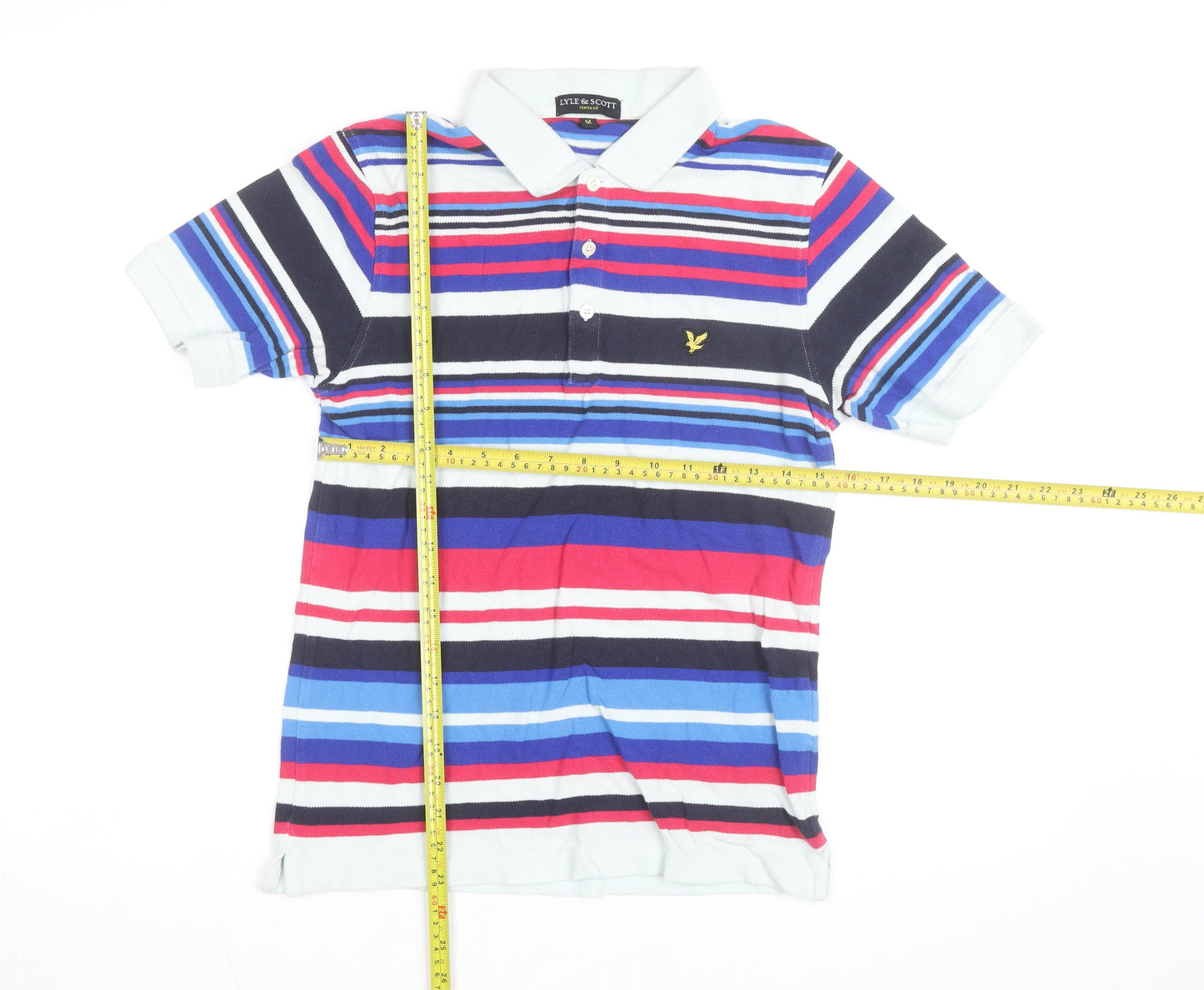 Lyle & Scott Men’s Multicoloured Striped Cotton Polo Shirt M