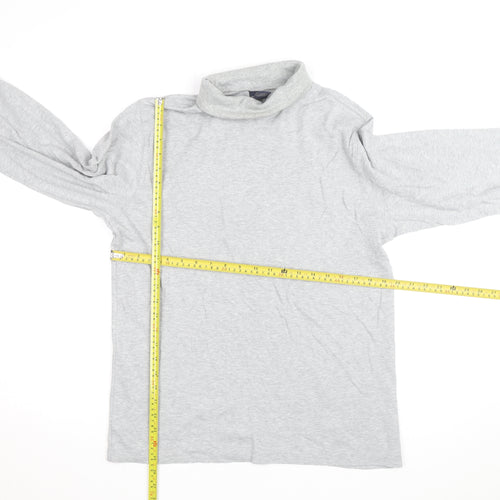 Lands' End Mens Grey Roll Neck Long Sleeve Cotton Sweatshirt M