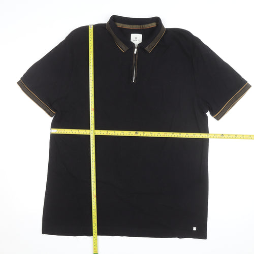 Next Men’s Black Zip Collar Short Sleeve Polo Shirt XL