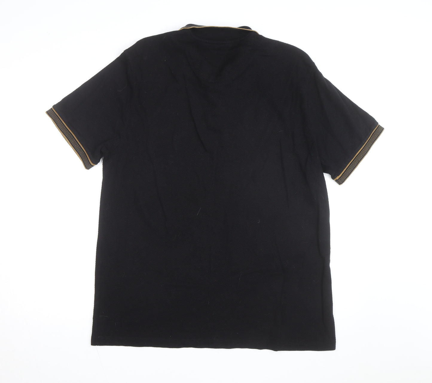 Next Men’s Black Zip Collar Short Sleeve Polo Shirt XL