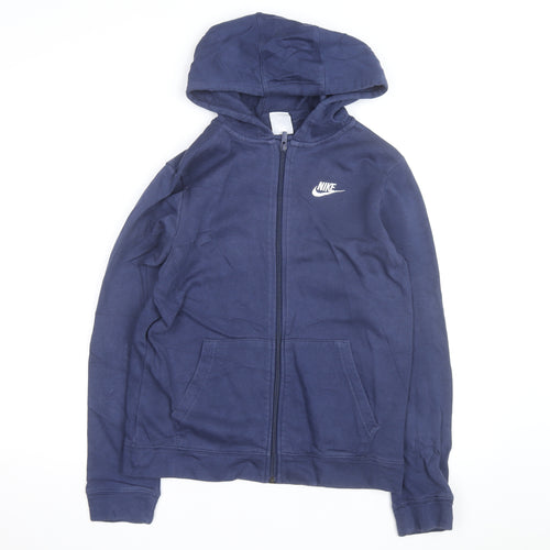 Nike Boys Navy Full Zip Hoodie XL 158-170cm Cotton Blend Sportswear