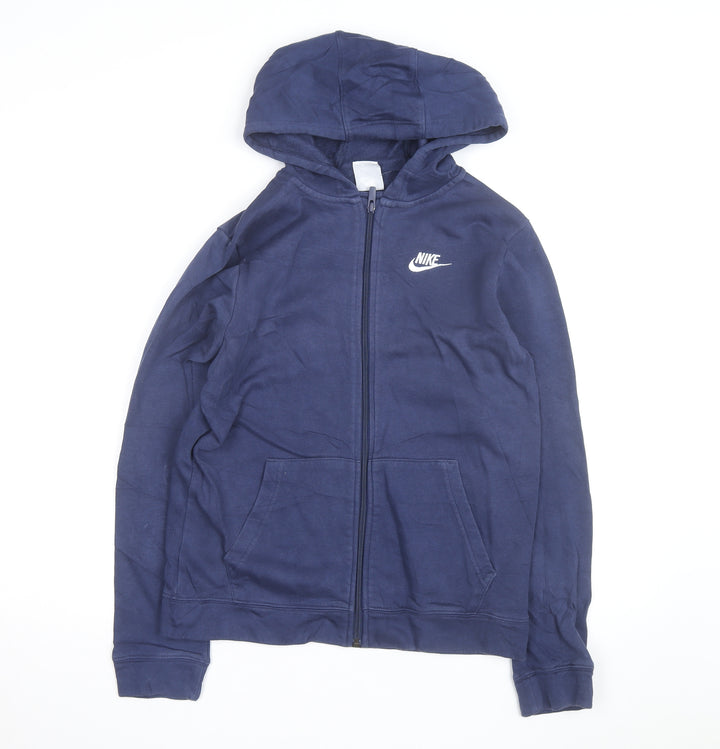Nike Boys Navy Full Zip Hoodie XL 158-170cm Cotton Blend Sportswear