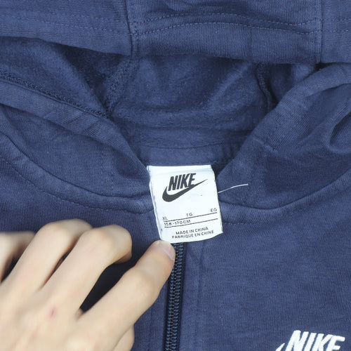 Nike Boys Navy Full Zip Hoodie XL 158-170cm Cotton Blend Sportswear