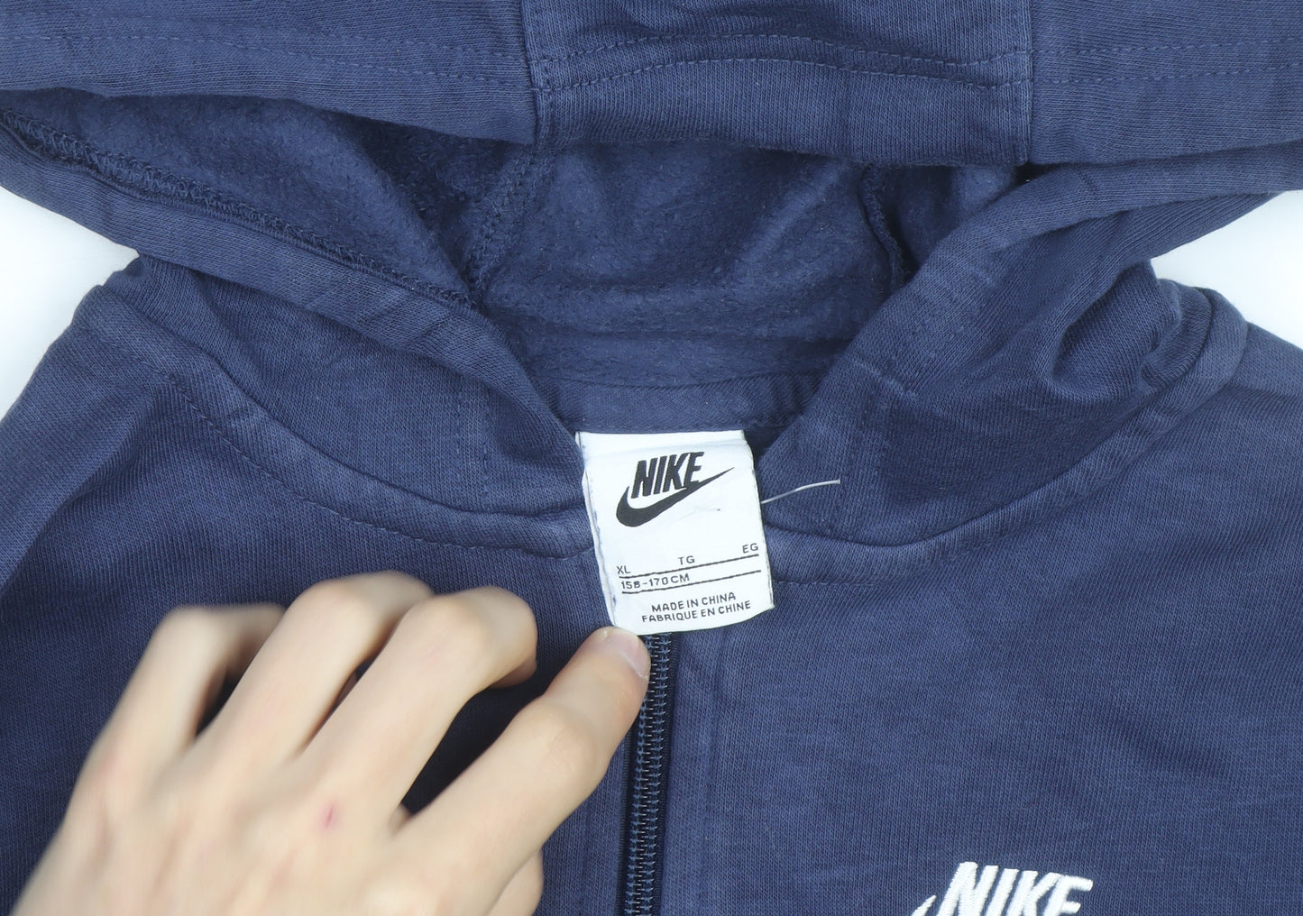 Nike Boys Navy Full Zip Hoodie XL 158-170cm Cotton Blend Sportswear