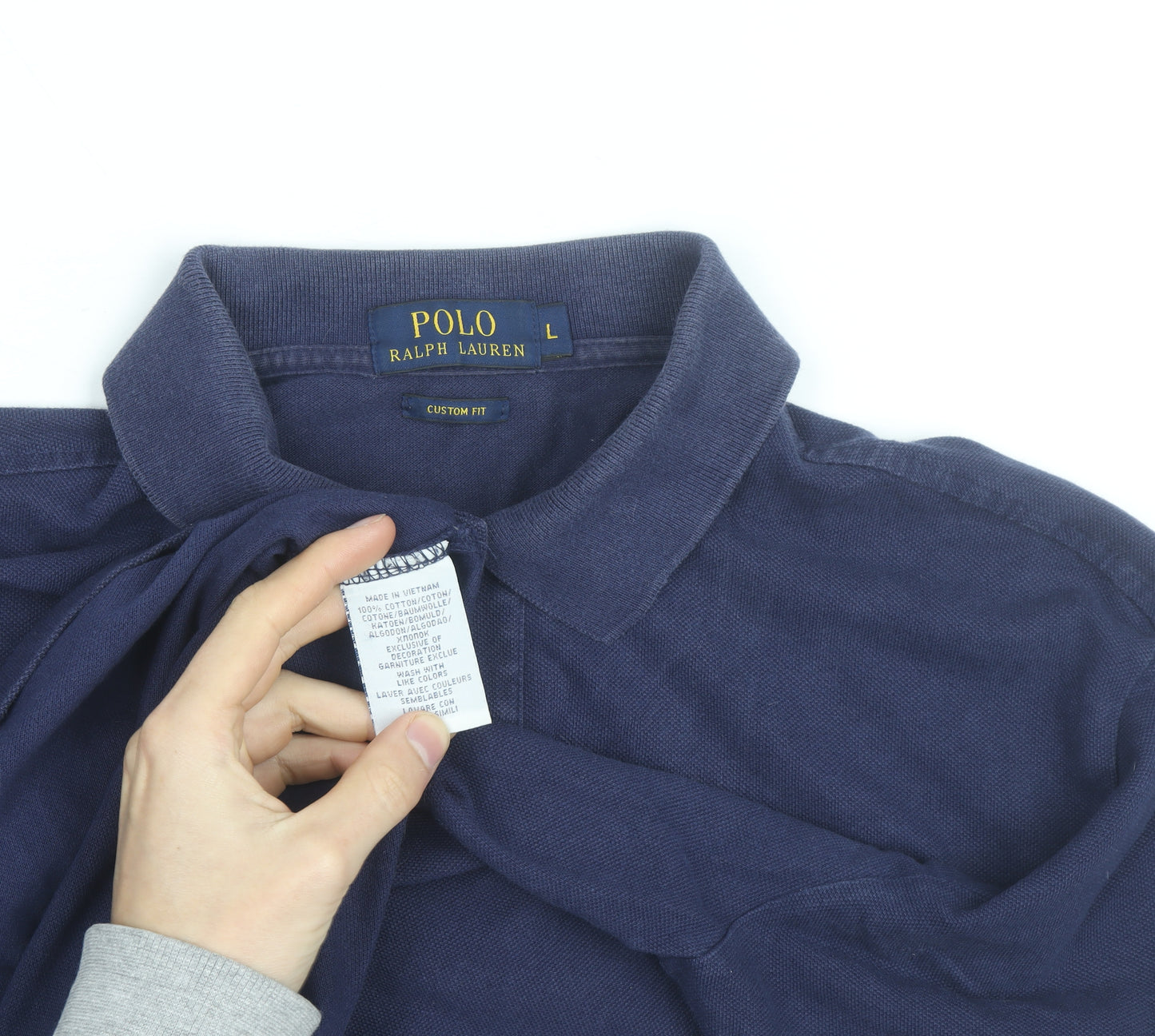 Ralph Lauren Men's Blue Custom Fit Polo Shirt L Short Sleeve Cotton