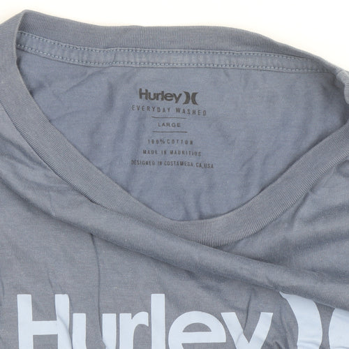 Hurley Men's Blue Large Everyday Washed Cotton Crew Neck T-Shirt