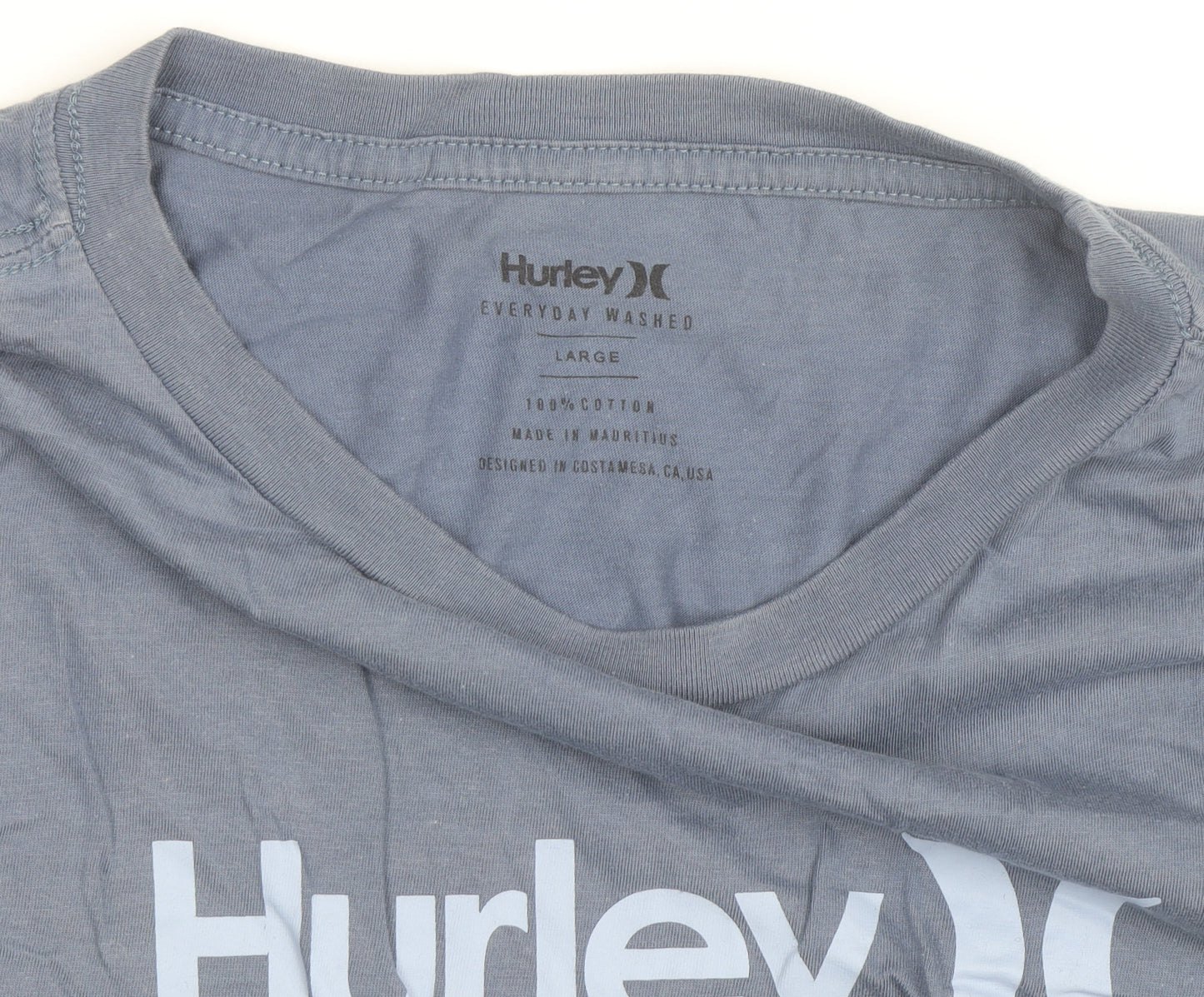Hurley Men's Blue Large Everyday Washed Cotton Crew Neck T-Shirt