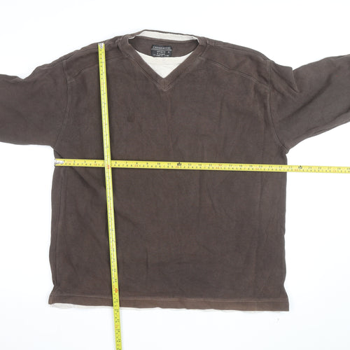 Cedarwood State Men's Brown V-Neck Cotton Pullover Jumper XL