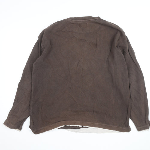 Cedarwood State Men's Brown V-Neck Cotton Pullover Jumper XL