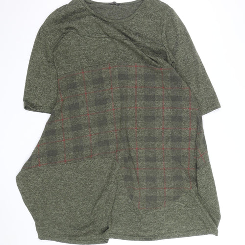 Luca Vanucci Women’s Green Check A-Line Knit Dress Size M