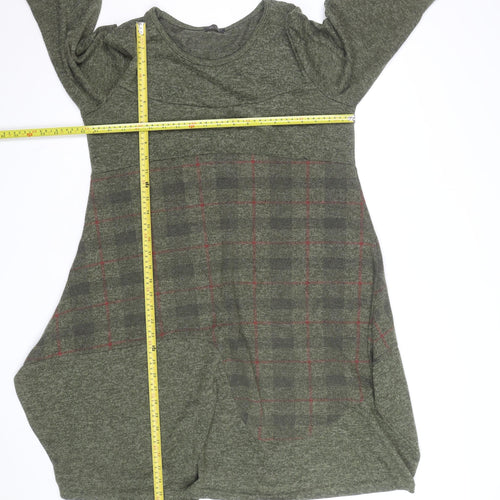 Luca Vanucci Women’s Green Check A-Line Knit Dress Size M