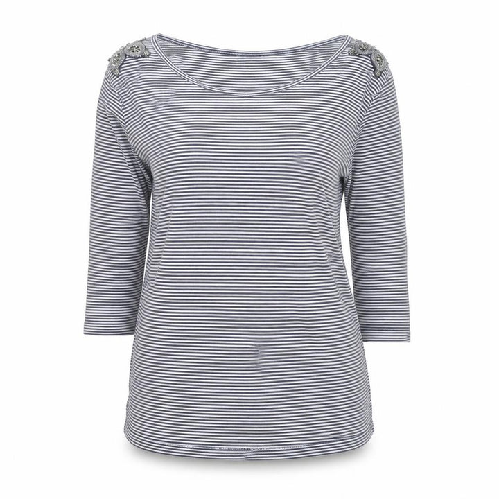 Monsoon Women’s Blue Striped 3/4 Sleeve Cotton Jersey Top Size 18