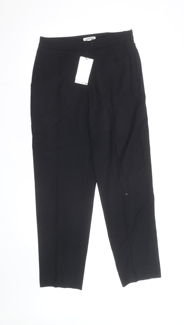 Jaeger Women Black Wool Tapered Dress Trousers Size 8