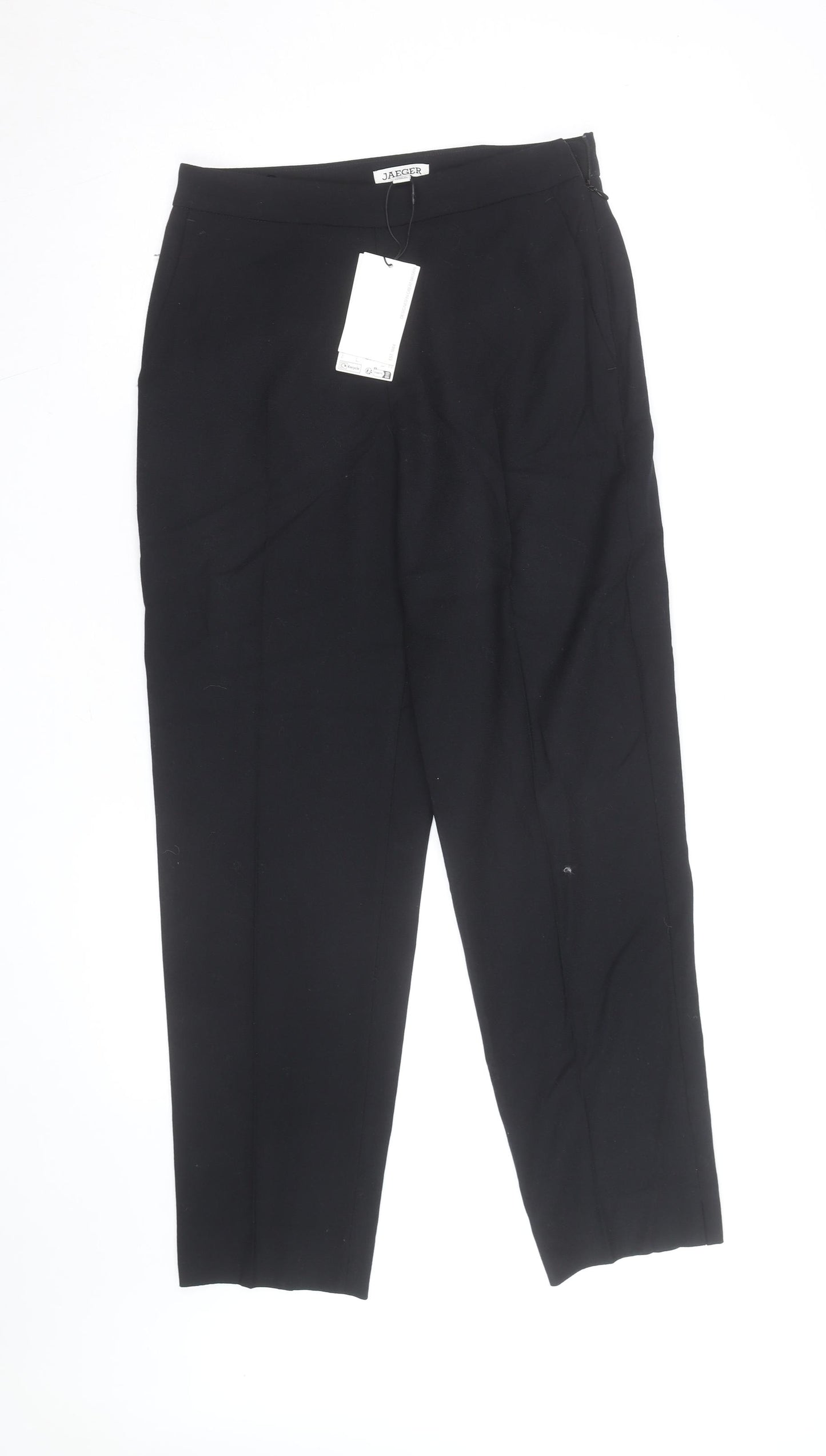 Jaeger Women Black Wool Tapered Dress Trousers Size 8