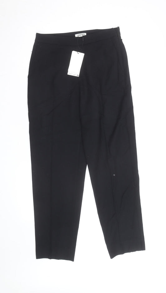 Jaeger Women Black Wool Tapered Dress Trousers Size 8
