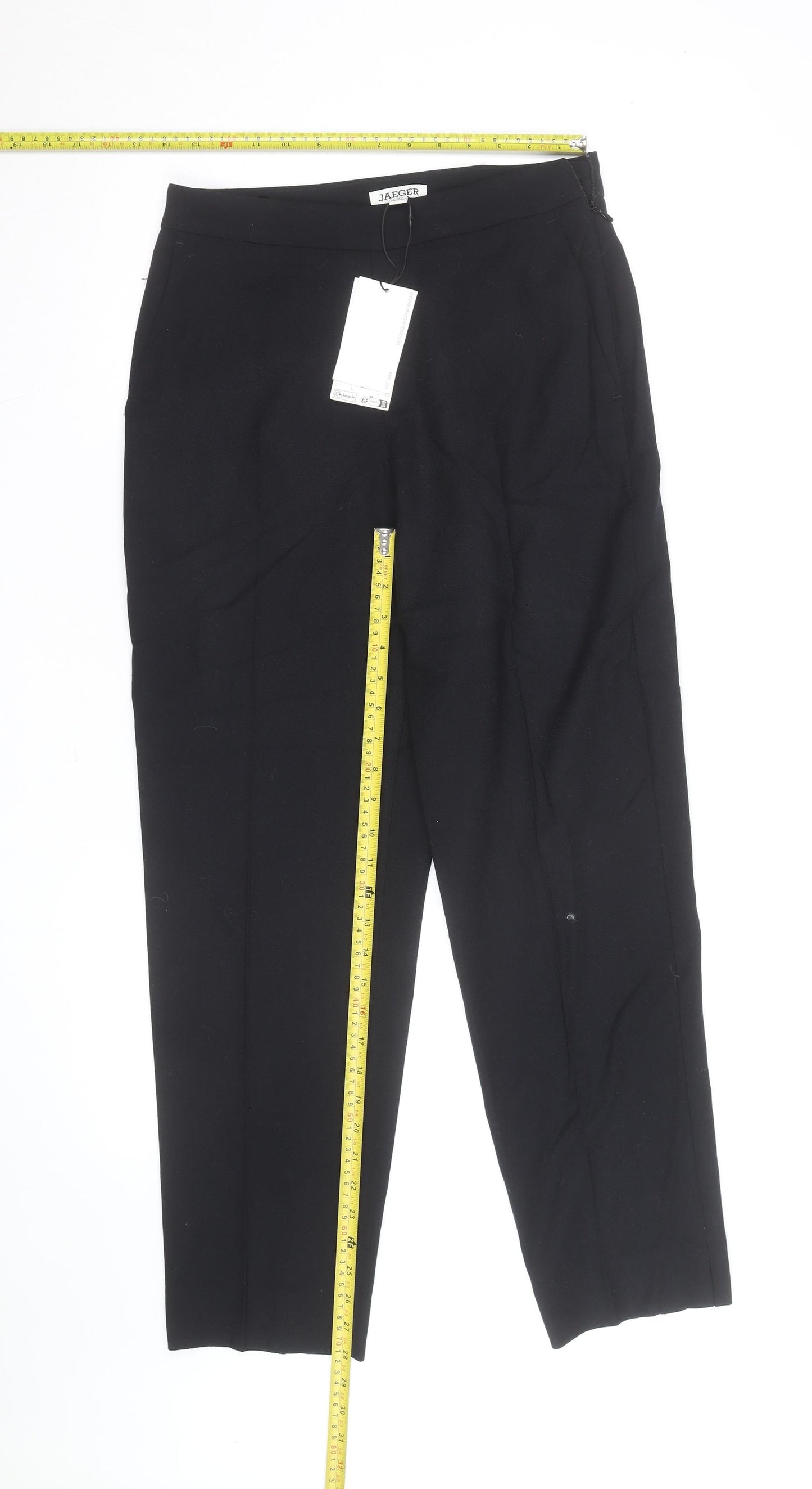 Jaeger Women Black Wool Tapered Dress Trousers Size 8