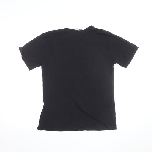 Flam Mode Men's Black Sequin Rock Graphic Cotton T-Shirt Size M