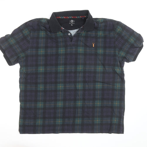 NEXT Men's Multicoloured Check Cotton Polo Shirt XL