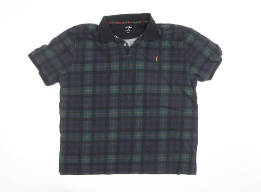 NEXT Men's Multicoloured Check Cotton Polo Shirt XL