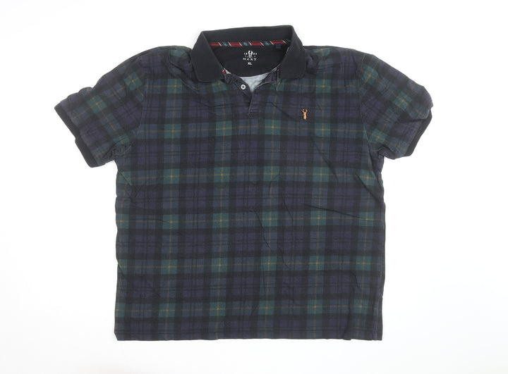 NEXT Men's Multicoloured Check Cotton Polo Shirt XL