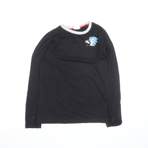 George Boys Black Sonic the Hedgehog Long Sleeve Cotton T-Shirt 12-13 Years