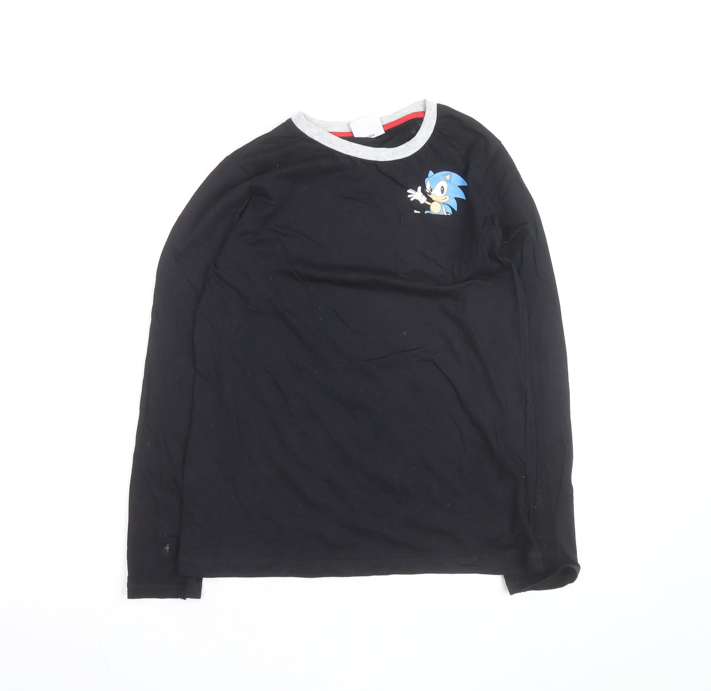 George Boys Black Sonic the Hedgehog Long Sleeve Cotton T-Shirt 12-13 Years