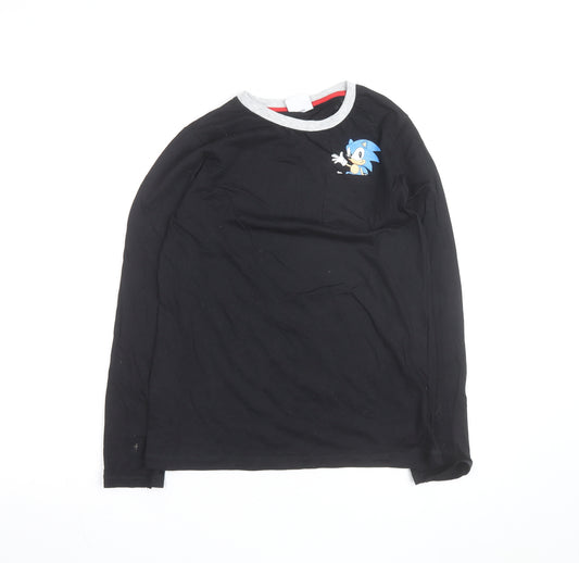 George Boys Black Sonic the Hedgehog Long Sleeve Cotton T-Shirt 12-13 Years