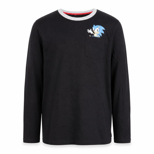George Boys Black Sonic the Hedgehog Long Sleeve Cotton T-Shirt 12-13 Years