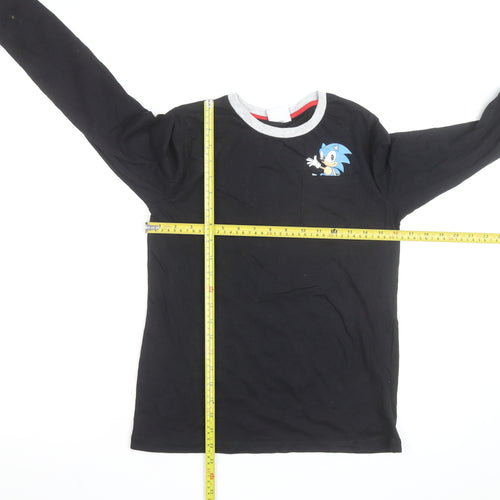 George Boys Black Sonic the Hedgehog Long Sleeve Cotton T-Shirt 12-13 Years