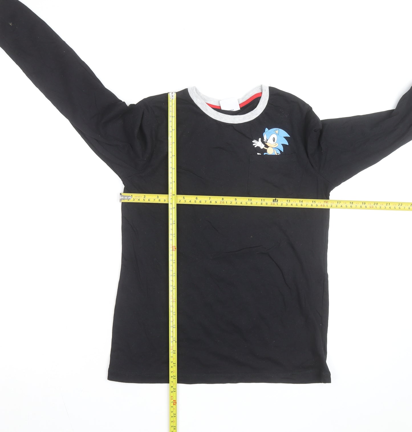 George Boys Black Sonic the Hedgehog Long Sleeve Cotton T-Shirt 12-13 Years