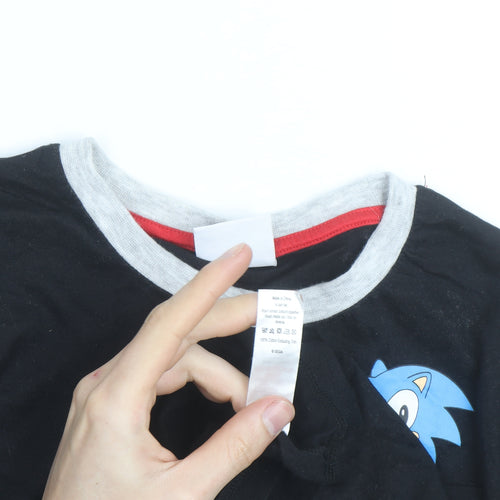 George Boys Black Sonic the Hedgehog Long Sleeve Cotton T-Shirt 12-13 Years