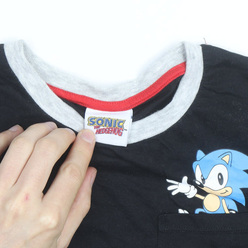 George Boys Black Sonic the Hedgehog Long Sleeve Cotton T-Shirt 12-13 Years