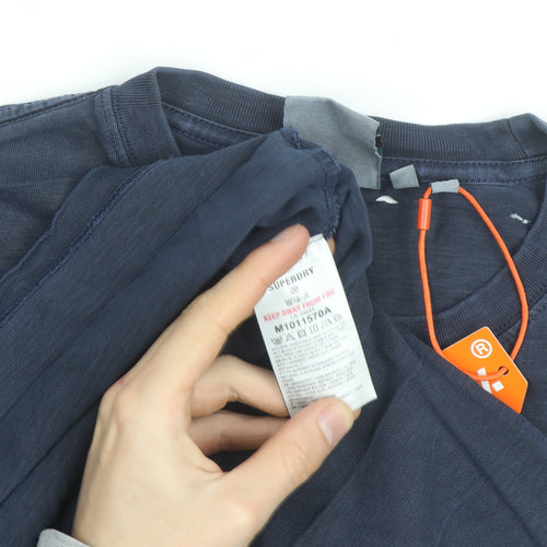 Superdry Men's Blue Regular Fit Cotton Crew Neck T-Shirt M