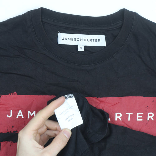 Jameson Carter Men's Black Red Logo Short Sleeve Cotton T-Shirt Size S