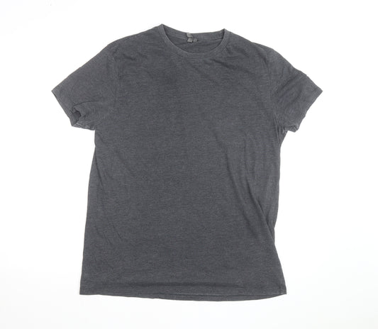 ASOS Men's Grey Crew Neck Cotton Blend Short Sleeve T-Shirt L