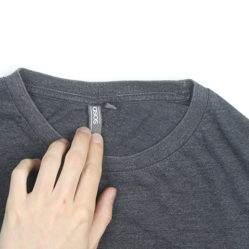 ASOS Men's Grey Crew Neck Cotton Blend Short Sleeve T-Shirt L