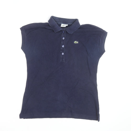 Lacoste Women's Navy Blue Polo Shirt Size 14 Classic Cotton