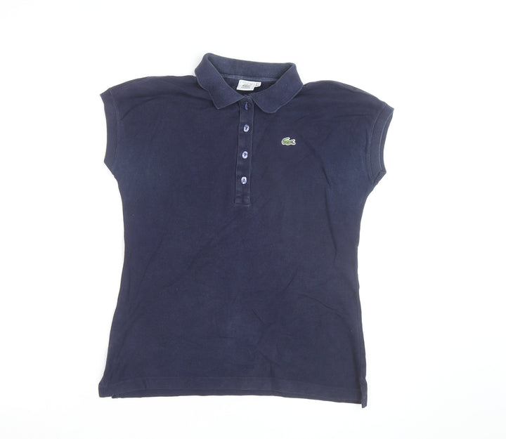Lacoste Women's Navy Blue Polo Shirt Size 14 Classic Cotton