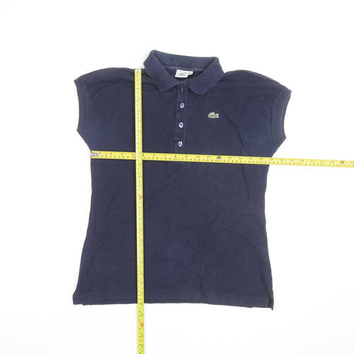 Lacoste Women's Navy Blue Polo Shirt Size 14 Classic Cotton