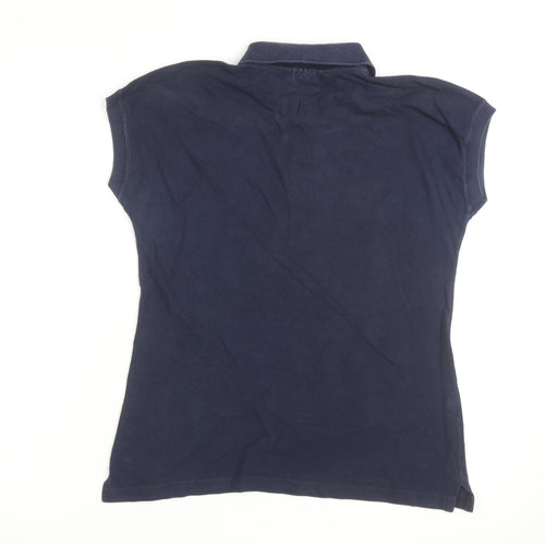 Lacoste Women's Navy Blue Polo Shirt Size 14 Classic Cotton