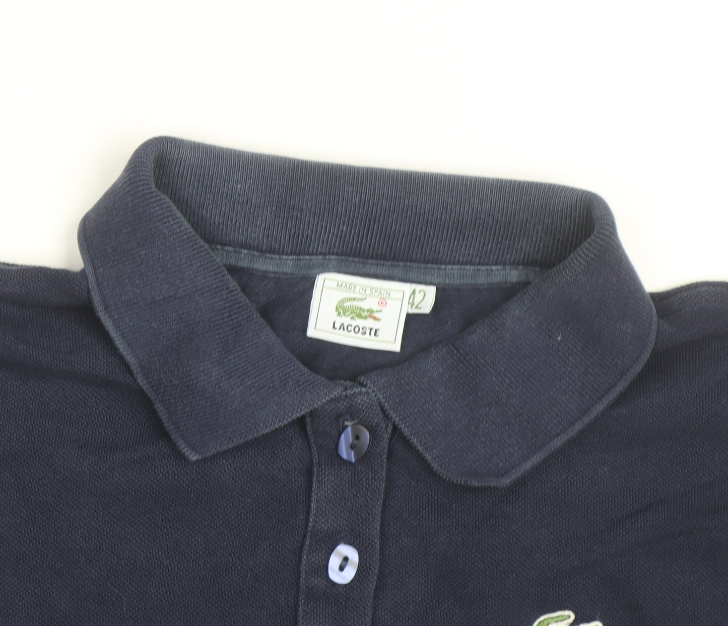 Lacoste Women's Navy Blue Polo Shirt Size 14 Classic Cotton
