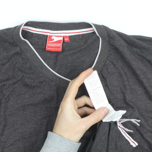 Slazenger Men's Grey 4XL V-Neck Short Sleeve T-Shirt