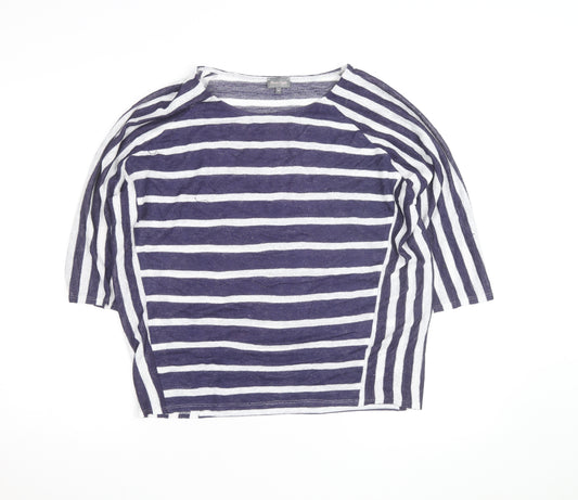 Phase Eight Women's Blue & White Striped 3/4 Sleeve Knit Top Size 14