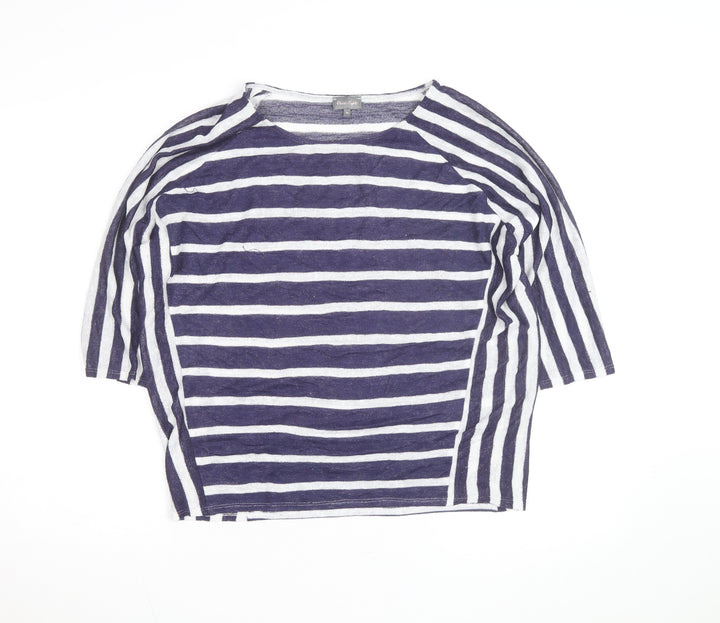 Phase Eight Women's Blue & White Striped 3/4 Sleeve Knit Top Size 14