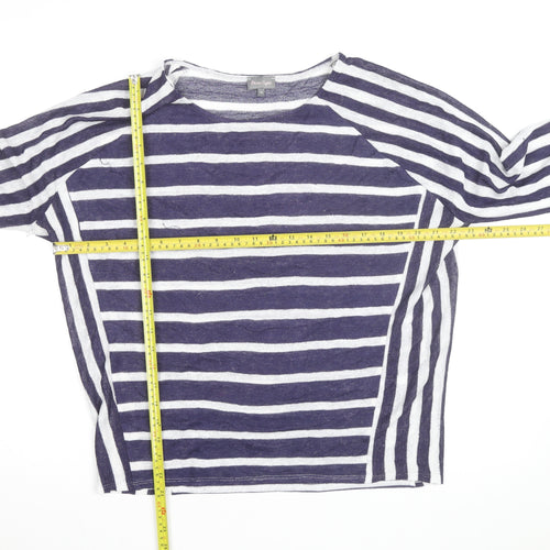 Phase Eight Women's Blue & White Striped 3/4 Sleeve Knit Top Size 14