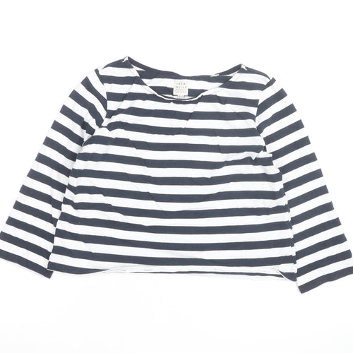 Jack Wills Women’s Blue Striped 3/4 Sleeve Cotton T-Shirt UK 10